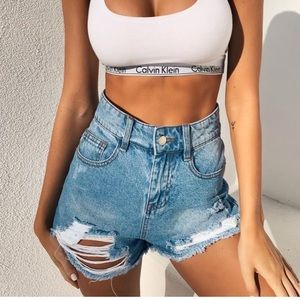 High Rise Distressed Shorts